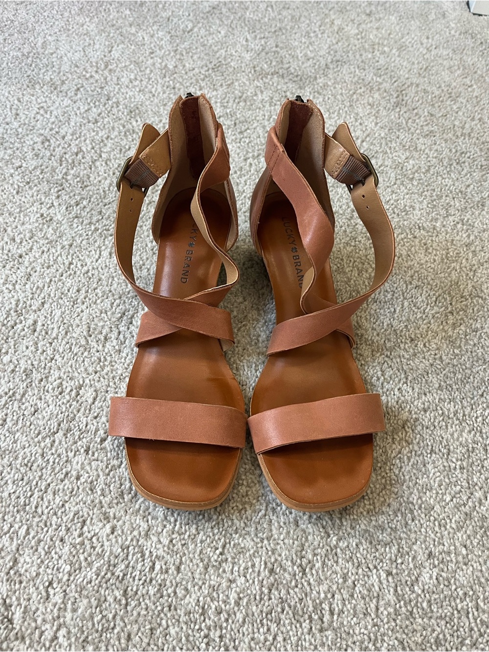 Lucky Brand Tan Strappy Espadrille Sandals